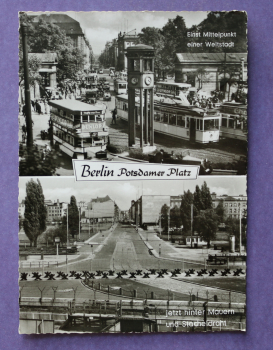 Ansichtskarte AK Berlin 1968 Potsdamer Platz Einst und Jetzt hinter Stacheldraht und Mauern Ortsansicht Architektur